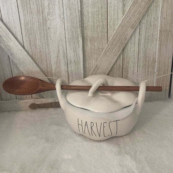LAST ONE—Rae Dunn Harvest Pumpkin Serving Dish/Bowl with Spoon - Picture 1 of 7